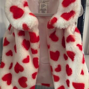 Max Studio Kids Red Heart Faux Fur Vest and shirt